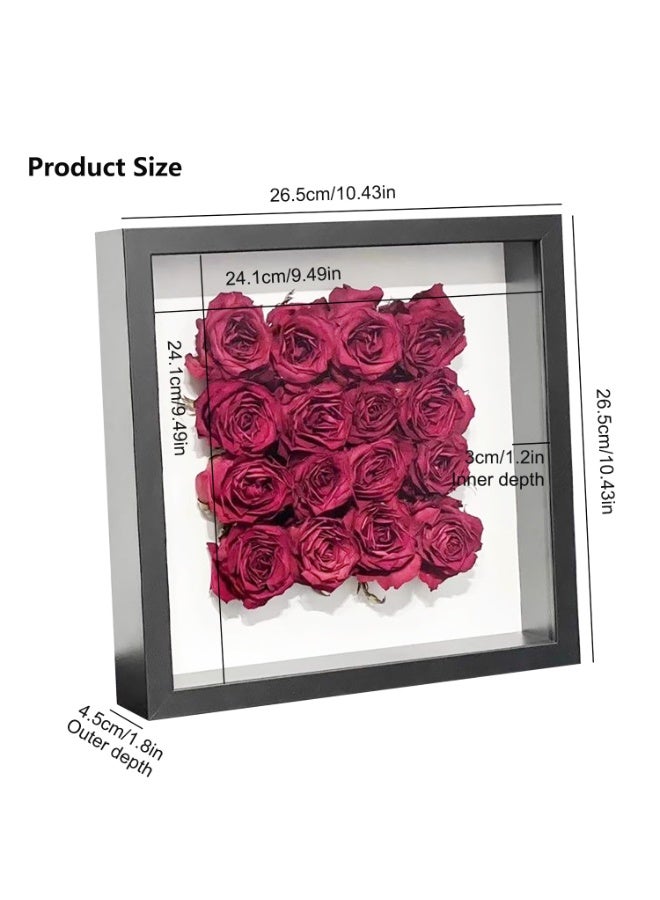 10x10'' Shadow Box Frame Display Case, 2 Pack Shadow Box Picture Frame, 3D Picture Frame Display Case Deeper 3cm, for Tickets, Photos, Medals, DIY Crafts, Wedding Souvenir (Black 10x10) - Image 5